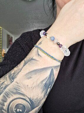 Citrine, Morganite, Blue Aventurine Gemstone Beaded Stretch Bracelet